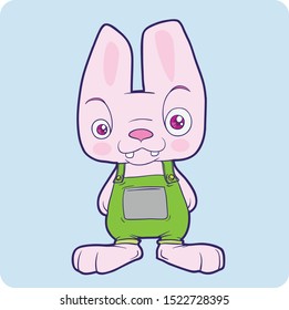 Cute pink bunny vector illustration