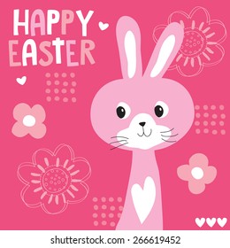 cute pink bunny vector illustration