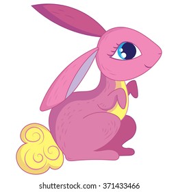 Cute pink bunny. Vector illustration.