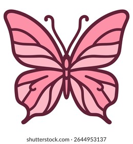 cute pink butterfly animal flat color vector illustration template design