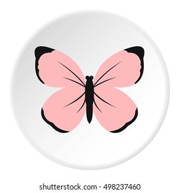 Cute pink butterfly icon. Flat illustration of butterfly vector icon for web design
