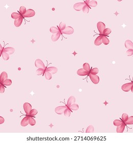 Fundo de padrão sem costura borboleta rosa bonito