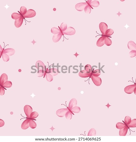 Cute Pink Butterfly Seamless Pattern Background