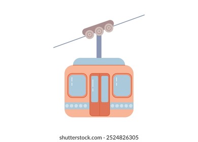 Cute pink cable way illustration on white background. Vector 