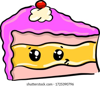 Cute pink cake, Illustration, Vektor auf weißem Hintergrund
