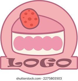 cute pink cake logo vector