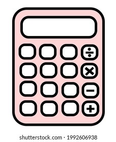 cute pink calculator white background 