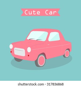 cute pink car vector