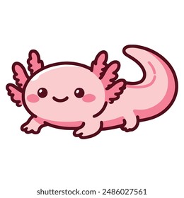 Cute Pink Cartoon Axolotl Illustration