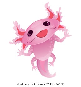 Cute Rosa Cartoon Axolotl for Wildlife Holiday, Frühlingsdekoration