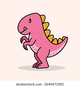 Cute Pink Cartoon Dinosaur Character