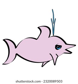 Un lindo delfín de dibujos animados rosa 