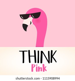 Cute pink cartoon flamingo design. Vector illustration with funny quote for birthday card, party invitation, print design, greeting card, baby shower