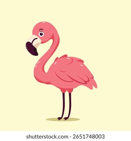 personagem de vetor flamingo de desenho animado rosa bonito para clipart