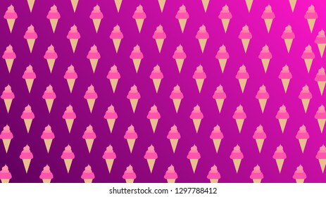 Cute pink cartoon ice cream vector pattern in pink background illustration EPS10