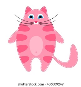 Cute pink cartoon kitten