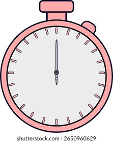 Vetor de cronômetro de desenho animado rosa bonito com um design minimalista. Perfeito para temas como gestão do tempo, fitness ou esportes. Isolado em um fundo transparente.