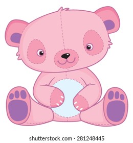 Cute pink cartoon teddy bear - It's a girl!