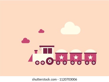 cute pink cartoon train vector