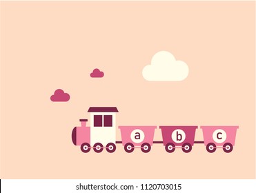 cute pink cartoon train vector