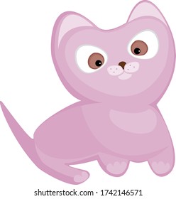 cute pink cat fabulously painted on a computer