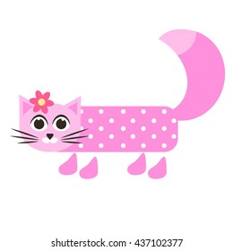 cute pink cat with flower