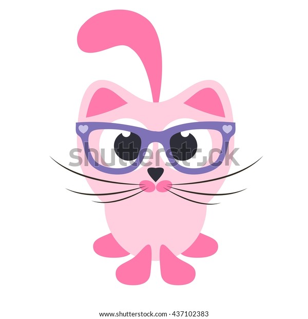 pink cat with glasses