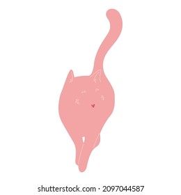 Cute pink cat with heart. I love you. Valentine's Day. Vector flat design