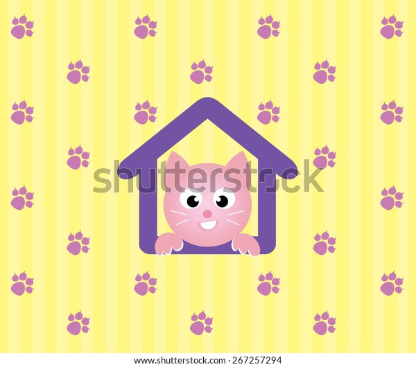 Cute Pink Cat House Stock Vector (Royalty Free) 267257294 Shutterstock