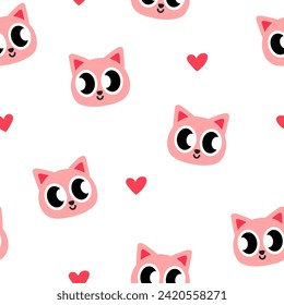 cute pink cat seamless pattern