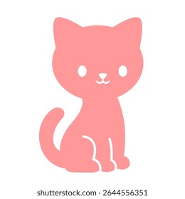Cute pink cat silhouette – minimalist vector for children's crafts, playful logos, and pet-themed designs.
