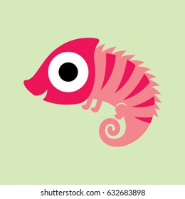 cute pink chameleon vector