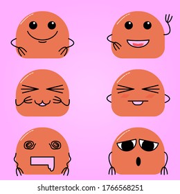 cute pink character expression bubbles suitable for pattern, mobile app decoration stickers or sticky stickers