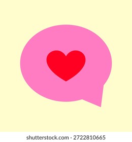 Nette rosa Chat-Blase-Illustration mit rotem Herz-Symbol, die Liebe, Messaging, Romantik, emotionale Verbindung, perfekt für Valentine-Designs, Social-Media-Beiträge, romantische Kommunikationsthemen.