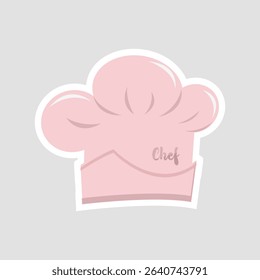 Cute Pink Chef Hat Sticker. Adorable vector illustration of a pink chef's hat, perfect for culinary, restaurant, and cooking-themed designs