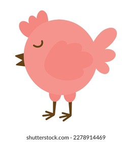 Cute pink chick. Vector illustration of a pink chick. Cute cartoon pink chick.