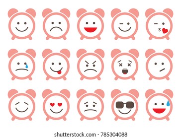 Cute Pink Clock Emoji Smileys Vector