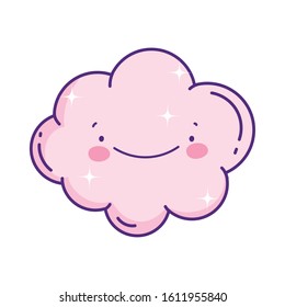 cute pink cloud cartoon decoration vector illustration