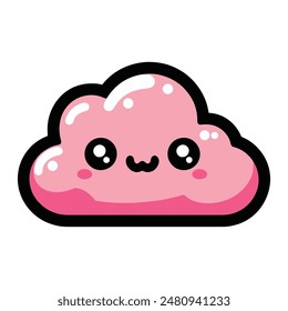 cute pink cloud character cartoon illustration
