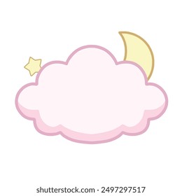 Cute pink cloud vector isolated on white background