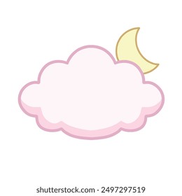 Cute pink cloud vector isolated on white background