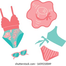 cute pink color swimwear set