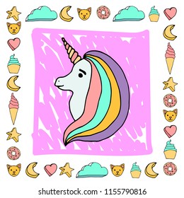 Cute pink color unicorn frame