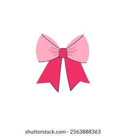 Cute pink coquette bow illustration ideal for Valentine's Day themes and feminine designs.