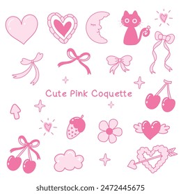 Cute Pink Coquette Trendy Vector illustration