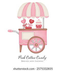 Cute pink cotton candy cart shop for february