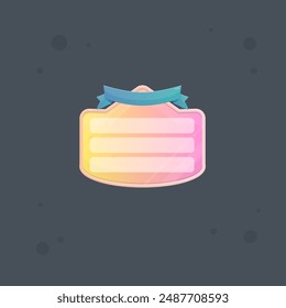 Cute Pink Crown Pop Up Window Banner Or Sticker Frame Notes Ribbon Isolated Vector Design