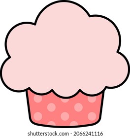 Cute rosa quequitos de dibujos animados que dibujan el estilo kawaii aislado con puntos de polka.