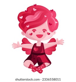 Cute pink cupid vector. This cute pink cupid vector illustration can be used to add a touch of love and romance to Valentine s Day cards, wedding invitations, or any other romantic-themed designs.