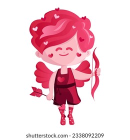 Cute pink cupid vector. This cute pink cupid vector illustration can be used to add a touch of love and romance to Valentine s Day cards, wedding invitations, or any other romantic-themed designs.